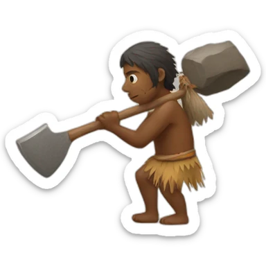 Aborigine with stone axe hunting sticker