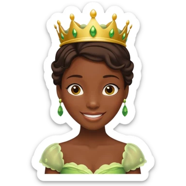 tạo cho tôi emoji công chúa tianna mặt thon da đen xinh và gần giống trong phim nhất sticker