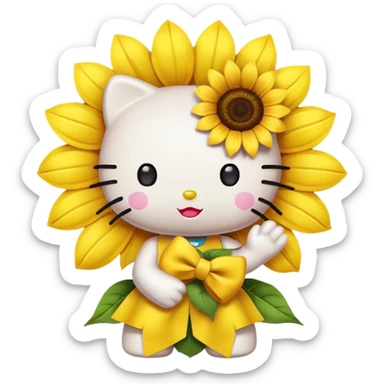 Hello kitty with a sunflower  sticker