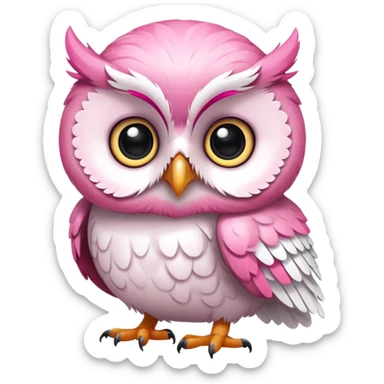 cute baby owl white pink sticker