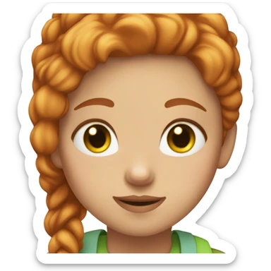 Girl with ginger hair and blue eyes with brown tabby cat with greenish yellow eyes sticker