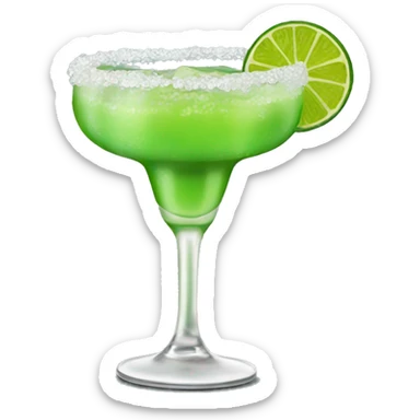 realistic lime margarita not in a stem glass with red tajin rim on the rocks sticker