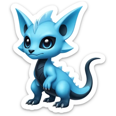 Shiny Dark Edgy  Inteleon-Amaura-Fakémon-hybrid-creature (full body)  sticker