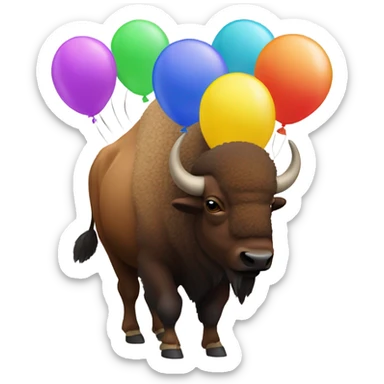 Bison with balloons sticker