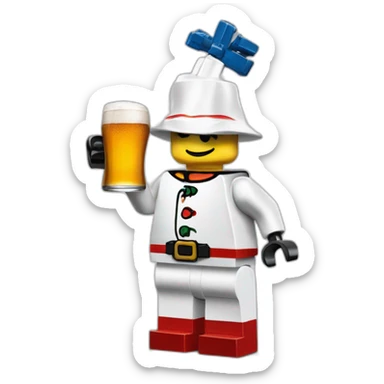 Bonhomme lego buvant une biere sticker