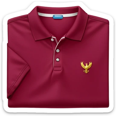 wine red cotton polo shirt with V-neck, no background, only the clothing item sticker