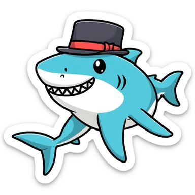 Shark with top hat emoji sticker