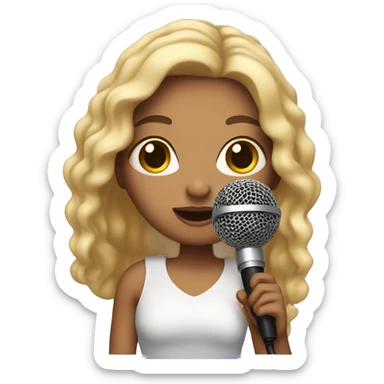 Latina with light skin singing with mic sticker