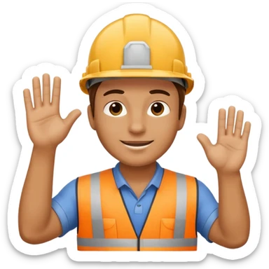 Builder doing high five sticker