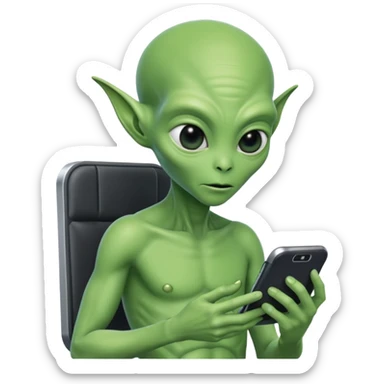 a alienígena digitando o celular sticker