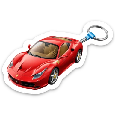 red Ferrari key with a white background sticker