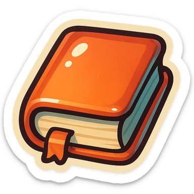 cute book, retro stickers style, soft rounded shapes, expressive contours, vintage color palette, light paper texture, shadows and highlights, transparent background sticker