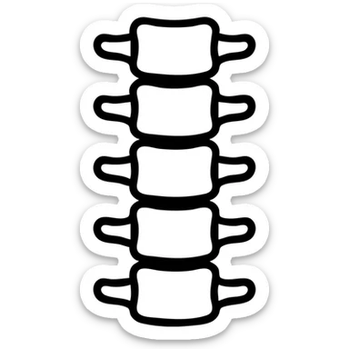 human spine icon, black outlined, no fill, X-ray style sticker