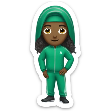 Squid game player in Long hair and green track suit sticker
