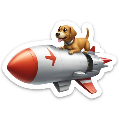 dog flying a rocket ship sticker