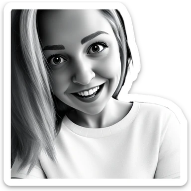 smiling girl in greyscale horror sticker