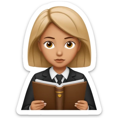 female lawyer reading a document sticker