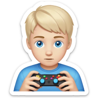 Blue eyed boy playing video game sticker