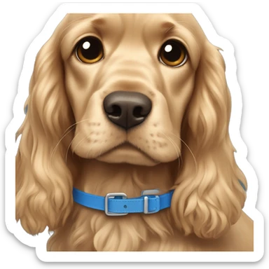Cocker spaniel with a blue collar girl sticker