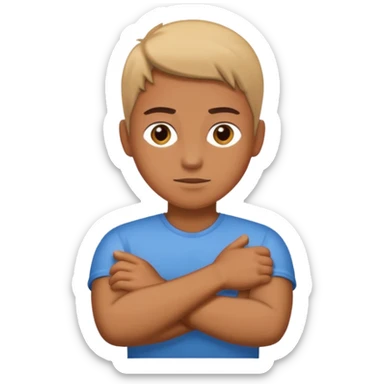 Arms crossed across neck emoji sticker