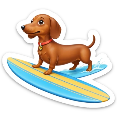 Weiner dog surfing  sticker