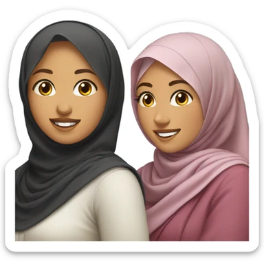 One young women in hijab and another young women in saree smiling together  sticker