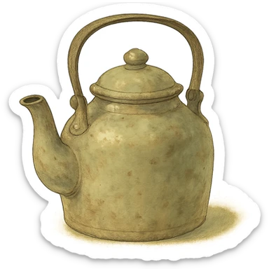 vintage teapot, natural colors, soft, fairy-like atmosphere, no background, square size sticker