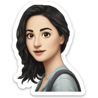 Hania amir, teen, full body, aesthetic, well detailed, black hair sticker