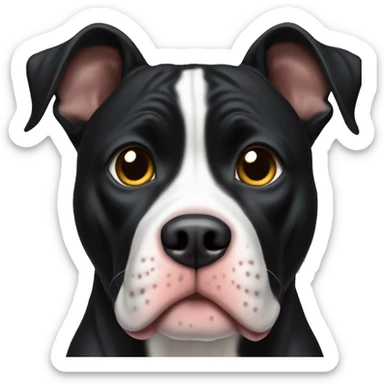 Black dog American Pitbull terrier mixed with super mutt face sticker