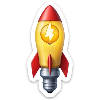 An emoji representing entrepreneurship, featuring a dynamic rocket angled upward for ambition and growth, alongside a glowing lightbulb symbolizing creativity and innovation. Sleek, modern, and vibrant to capture the essence of visionary thinking. sticker