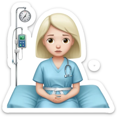 sad patient in hospital in hospital sticker