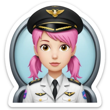 Commander Bloom – pink ponytail pilot in white uniform sticker