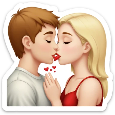 girl kissing a boy sticker