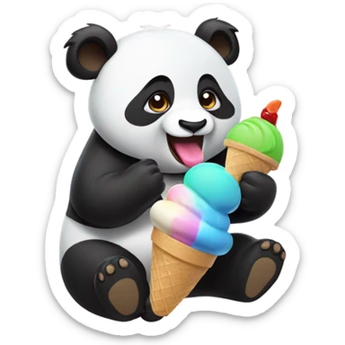 Panda eating ice cream sticker