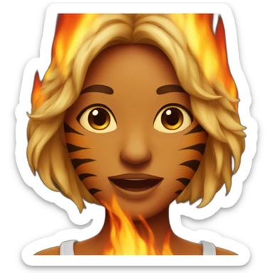 Tiger woman in fire sticker