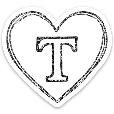 pink heart with a bold letter T in the center sticker
