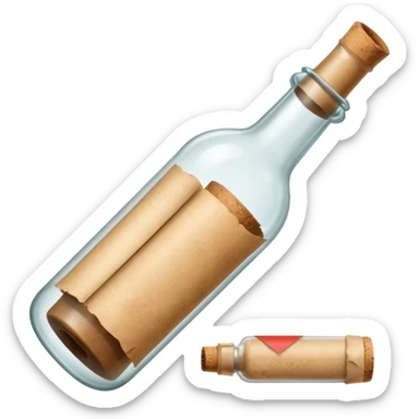 glass bottle with a paper message inside sticker
