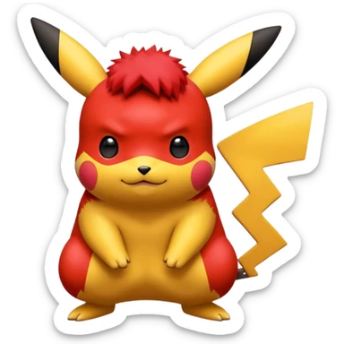 Pikachu color red and black sticker