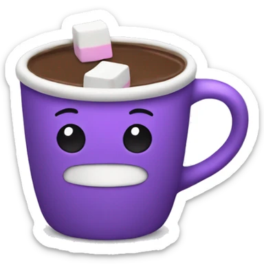 purple cup with hot chocolate and marshmallows  sticker