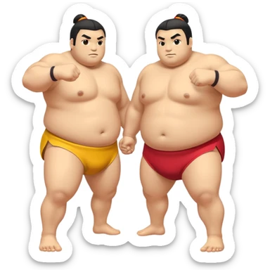 sumo wrestling match, two big wrestlers, dynamic pose emoji style, no text sticker