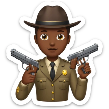 Quiero un emoji orgulloso con una pistola automática en la mano sticker