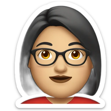 Fat woman with red dress with long black hair with glasses sticker