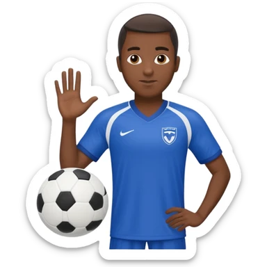 black soccer player man blue white jersey sticker