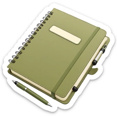 Pale olive Planner open notebook with olive pen sticker