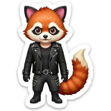 full body punk red panda with red roots and black hair sticker
