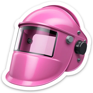 pink welding visor, full face protection with pink tinted viewing panel, protective gear sticker