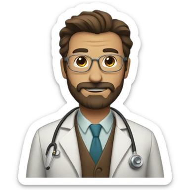the doctor with the brown beard sticker