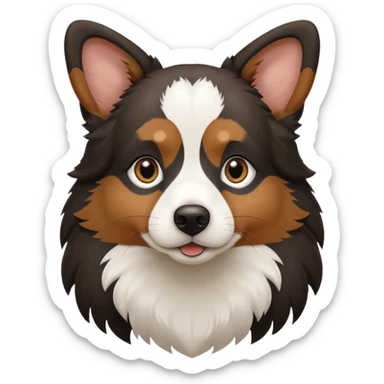 собака породи ауссі триколор з передніми білими  лапками та білою мордочкою sticker