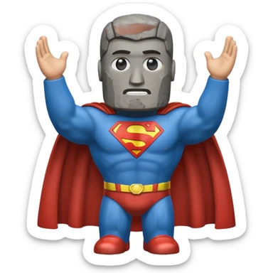 a moai emoji with a superman cape sticker
