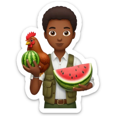 Black person holding chicken watermelon anf gun sticker